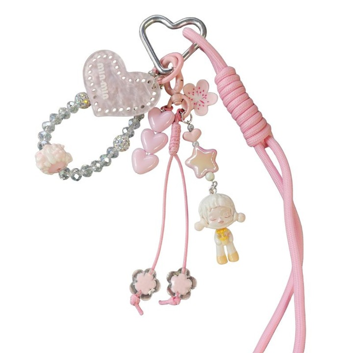 SKULLPANDA Warmth kulcstartó, többféle charm, rózsaszín