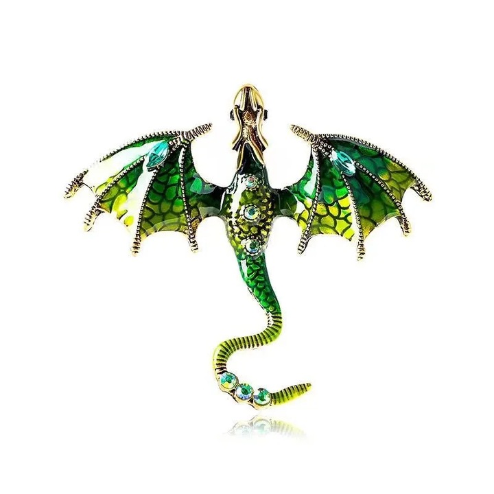 Sárkány bross, 7x6, 2cm, fém