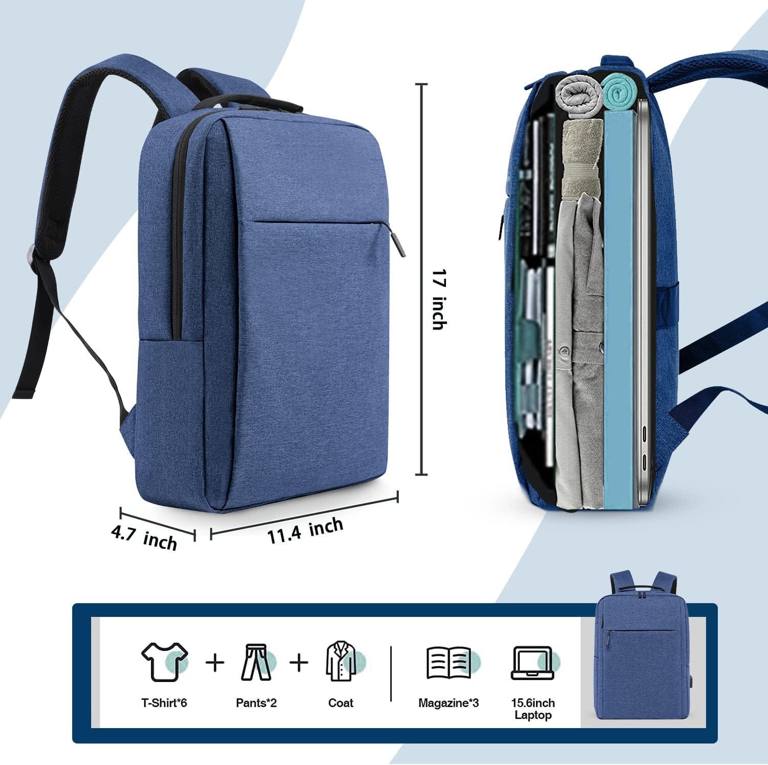 Rucsac laptop, Omelivon®，15.6 inch, business anti-furt ultra-subtire, panza Oxford, cu port de incarcare USB, rucsac de calatorie pentru barbati, compatibil cu laptopuri Apple si Lenovo, 41 * 29 * 12cm, albastru