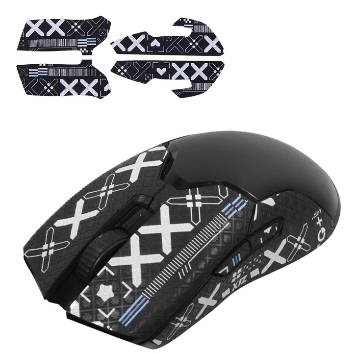 Декоративен стикер PadForce за защита на мишка Razer Viper Mini, Viper Ultimate, Viper V2 Pro, Ultimate Wireless, противоплъзгащ, за игри, офис - Черен