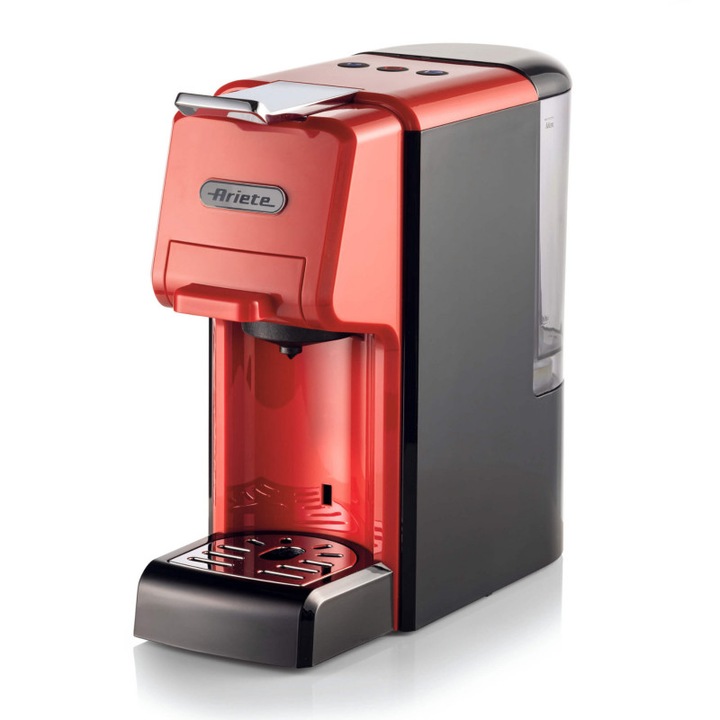 Eszpresszógép őrölt kávéhoz és 4 az 1-ben kapszulákhoz Ariete 1304/12, 1350W, 19 bar, 0.7 l, Automatikus kikapcsolás, Állítható alap, Piros
