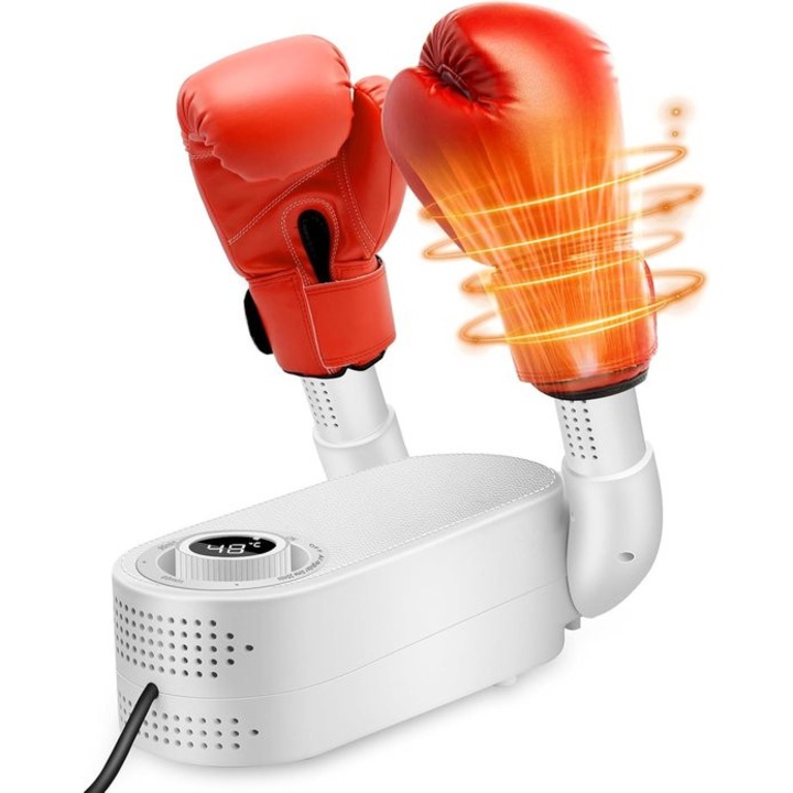 Boxkesztyű szárító, gyors szárítás, intelligens időzítő, összecsukható, fehér, 48-60C