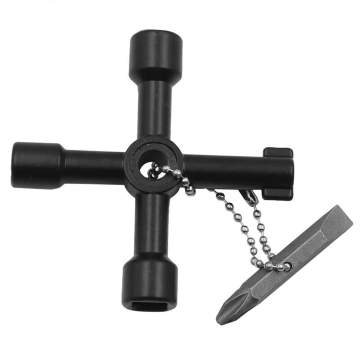 Surubelnita portabila neagra 4 in 1 - Surubelnita multifunctionala cu cap tubular DIY, instrument mic de reparatii