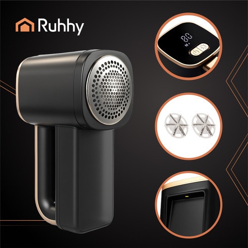 Aparat de curatat scame Ruhhy, Reincarcabil USB-C, Motor Puternic, Display LED, Siguranta Inteligenta, Recipient Mare