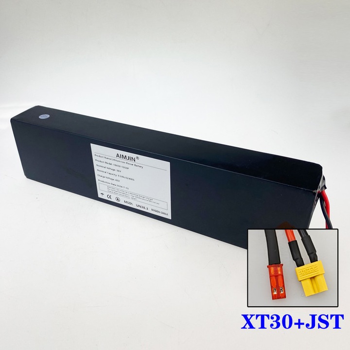 Pachet baterii litiu-ion 10S3P AIMJIN 36V 9000mAh, protectie BMS, dimensiuni 289x71x39mm