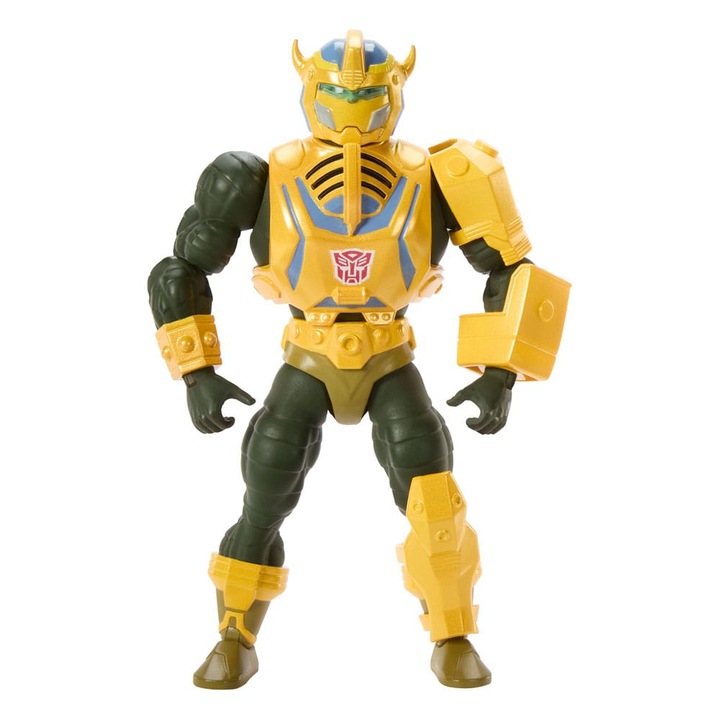 Figurina MATTEL Masters of the Universe x Transformers Man-At-Arms cu Zbroi Bumblebee, 14 cm, galben/ negru