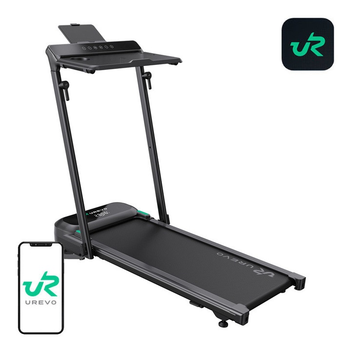 Elektromos futópad FoldiMix 5L, 136 kg, 12 km/h, fekete, méretek 132x62,5x111cm, teljes készlet