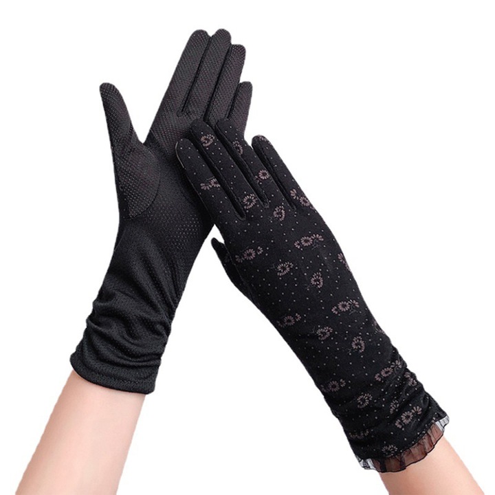 Manusi dama, RDWESZOD, protectie solara, touchscreen, negru, 1 pereche
