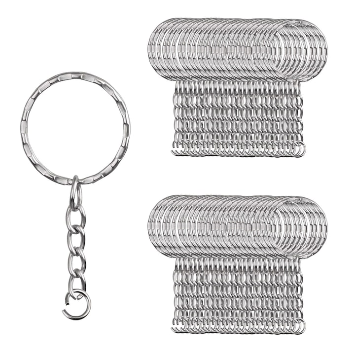 Fém kulcstartók, RDWESZOD, 50 darabos készlet, 1x1 hüvelyk, ezüst