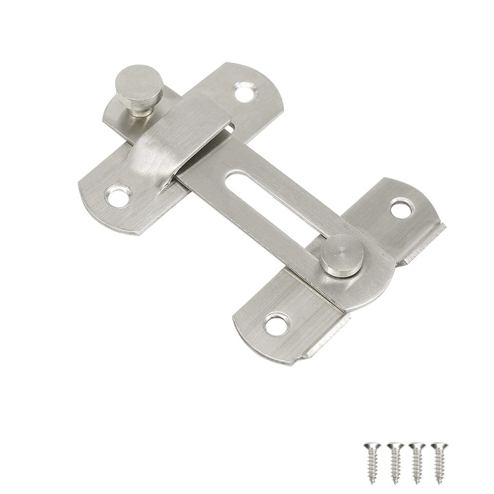 Брава от неръждаема стомана, RDWESZOD, за врати и порти, здрава, сребриста, комплект с 1 брава и 4 винта