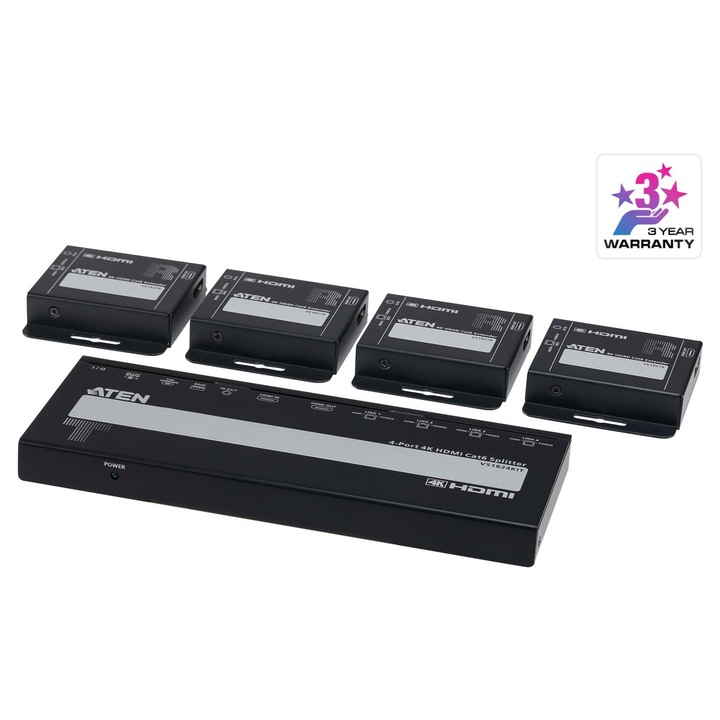 Splitter 4-Port 4K HDMI Cat 6 ATEN cu receptoare