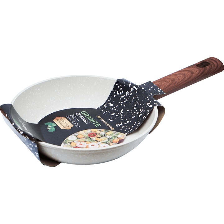 Tigaie granit 20 cm antiaderenta crem fara capac Synmore