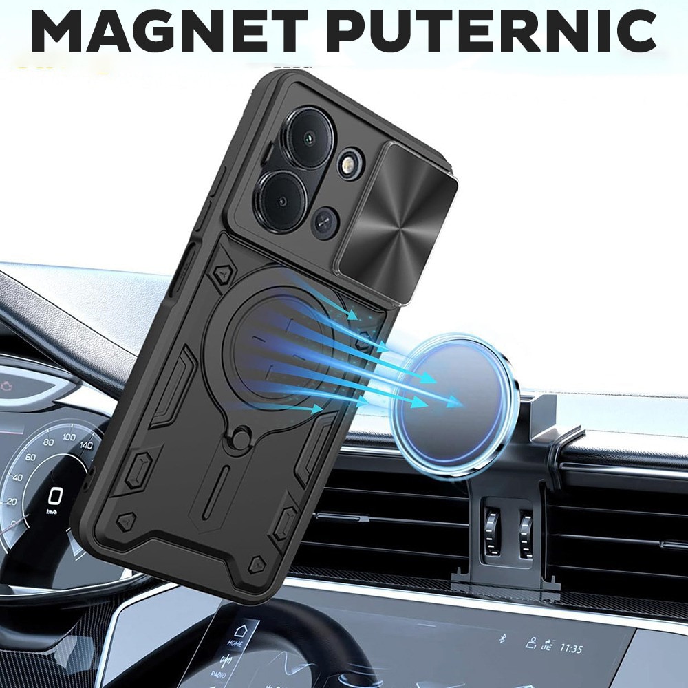 Husa pentru Xiaomi Redmi 15C 4G / Redmi 15C 5G, CamGuard Pro Kickstand, Slider Camera, Antisoc, Protectie Superioara, Negru