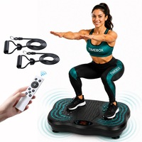 Aparat vibromasaj fitness cu masaj magnetic pentru picioare, 200 niveluri viteza, 5 programe antrenament, telecomanda, muzica Bluetooth, benzi de rezistenta, suport 150 kg, pentru slabit si tonifiere acasa, Negru