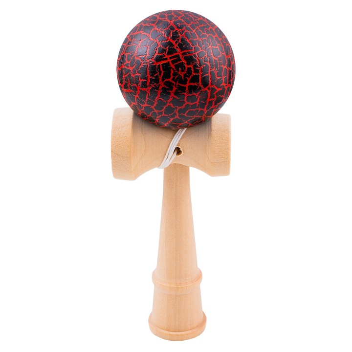 Kendama, fa, Fekete/Piros, 18 cm