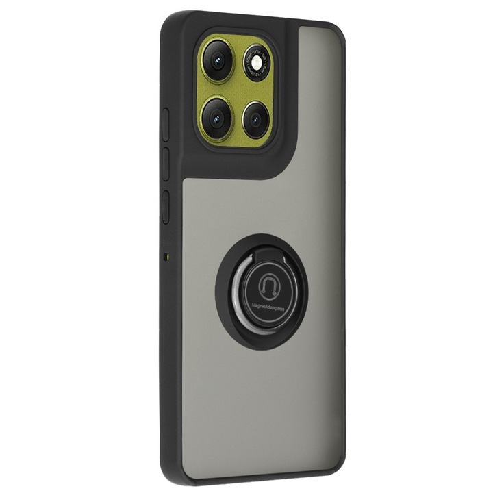 Husa pentru Motorola Moto G86 Daden® Glinth, Suport Inel, Antisoc, Calitate Premium, Fumuriu cu Margini Negre