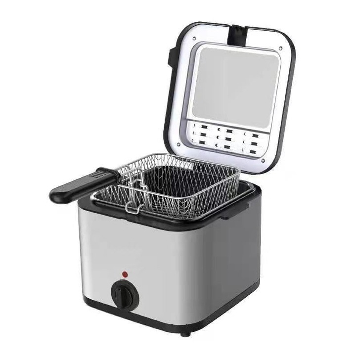 Електрически фритюрник, 2.5л, 1000W, сребрист, инокс, 23x21x19см
