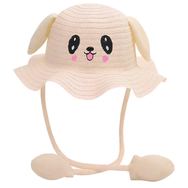 Caciula de vara copii, Girls, editie limitata, material placut, bej, 3-7 ani