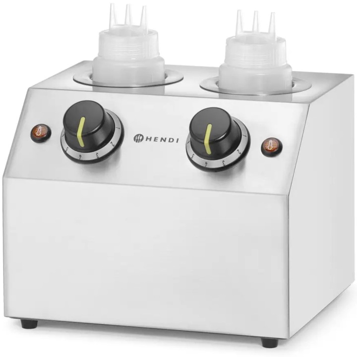 Incalzitor electric pentru sosuri Hendi, set complet cu 2 sticle de 650 ml, otel inoxidabil, 30x65°C