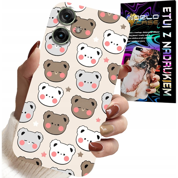 Telefontok Realme Note 60-hoz, World Case, 0,2mm szilikon, színes nyomtatás, üvegfólia szettel