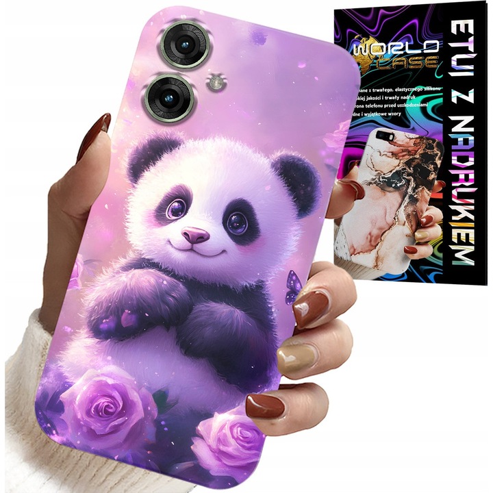 Telefontok Realme Note 60-hoz, World Case, Édes Panda design, szilikon, többszínű