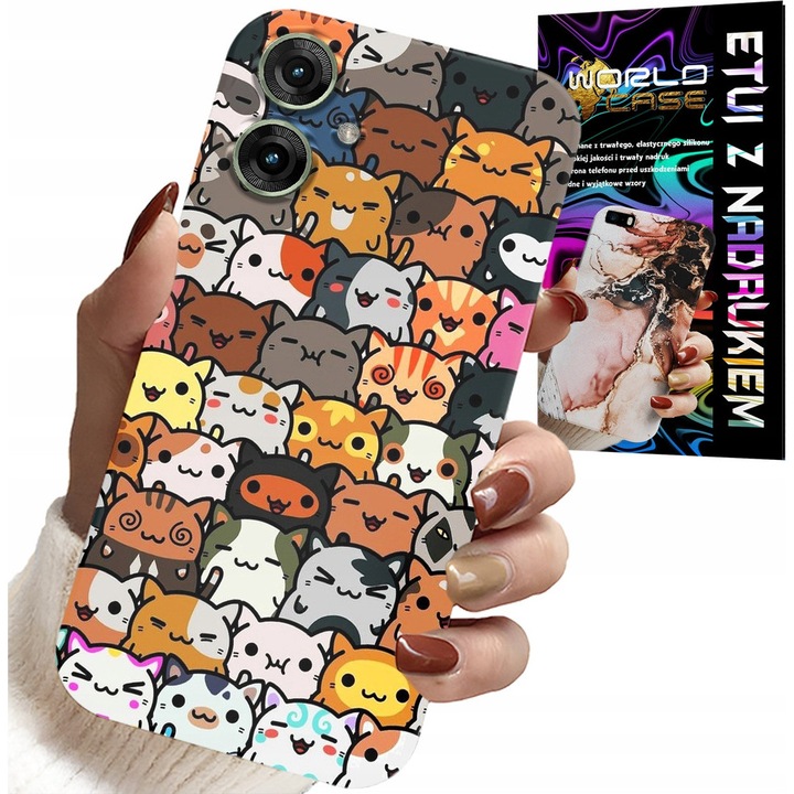 Tok Realme Note 60, World Case, macska mintás, szilikon, 0,2cm