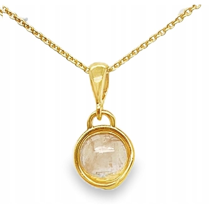 Висулка, сребърна, позлатена, лунен камък, 19.7x9.7мм, безцветна със сини отблясъци