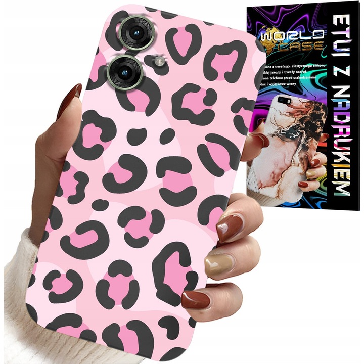 Rózsaszín szín, Realme Note 60 telefontok, párduc design, szilikon