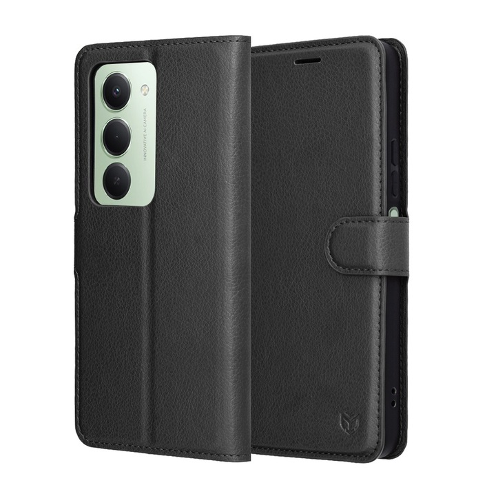 Husa pentru Xiaomi Redmi 15 4G / Redmi 15 5G Tip Carte DaDen®, Leather Folio, Functie de Stand, Calitate Premium, Antisoc, Protectie Sporita, Negru