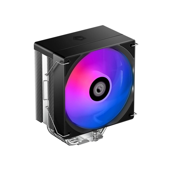 Processzor hűtő ID-Cooling SE-214-XT V2 szivárvány világítás, 300~2000±10%RPM, 58 CFM, 1.94mmH2O, 27.2 dBA, 4 db 6mm-es közvetlen érintkezésű réz hőcső, Fekete