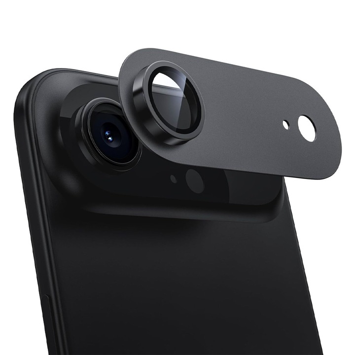 Lencsevédő Fólia Apple iPhone Air-hez, Törésálló, Edzett Üveg 9H+ és Prémium Alumínium, Fekete