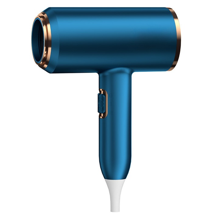 Сешоар, 2400 W, 360° въртяща се концентрираща дюза, отрицателни йони със синя светлина, защита на косата с постоянна температура, 5 настройки на скоростта, син