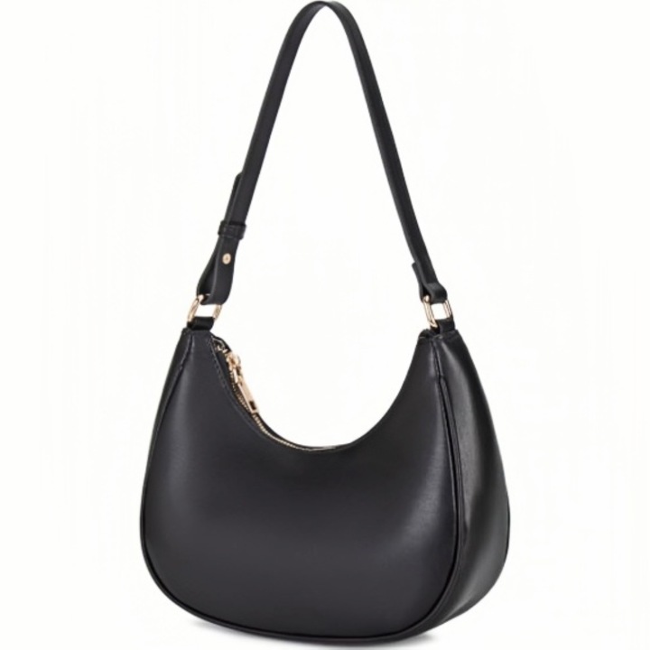 Női válltáska, SHEFEITE, ökológiai bőr, rekeszes, fekete