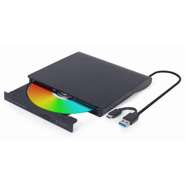 Unitate optica externa Gembird DVD-USB-031 DVD+/-RW, USB Type-C, 140x140x18mm, negru