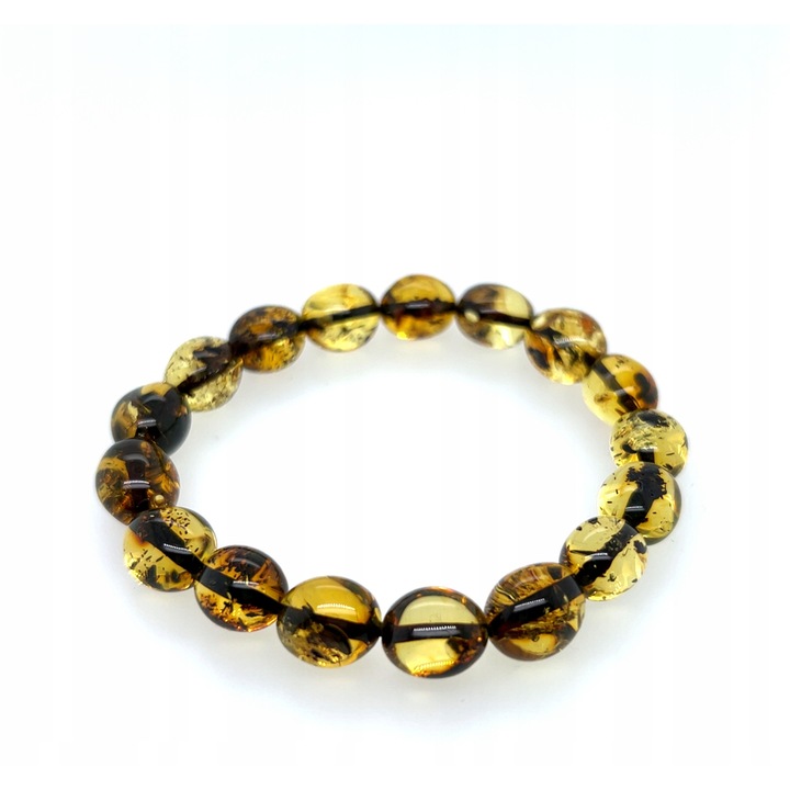 Bratara din Bursa de Baltica, verde, 9x9.5mm, 17-18cm, elastica