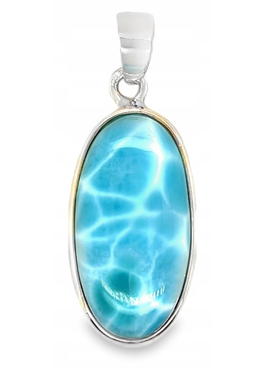 Pandantiv argintiu cu larimar, 18.7x48.8mm, set