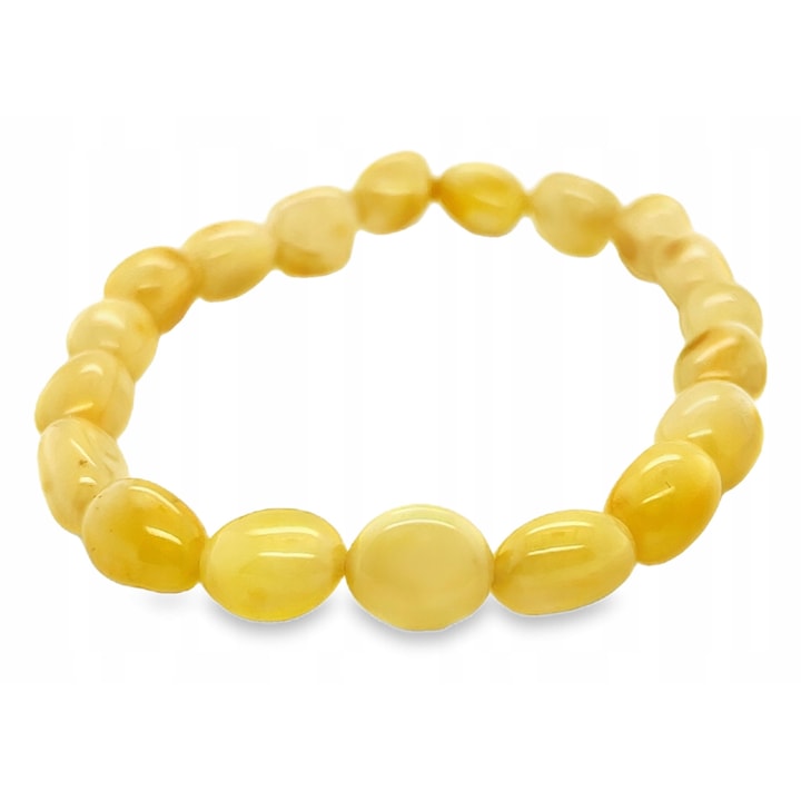 Bratara din chihlimbar natural, model neregulat, culoare laptos, 7-9mm, 17-18cm