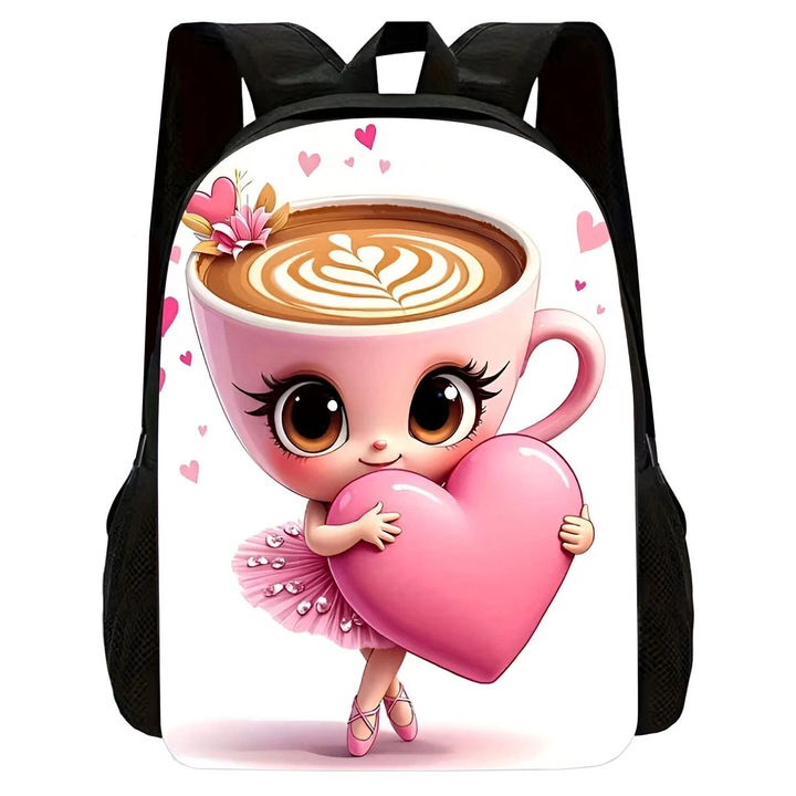 Ghiozdan pentru fete, Italian Brainrot, Ballerina Cappuccina, 43x32x14cm, alb