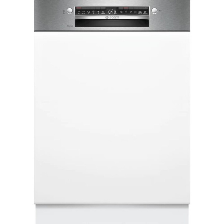 Полуинтегрирана съдомиялна машина Bosch Серия 4, SMI4HTS14E, 60см, 2400W, Клас C, 13 комплекта, Неръждаема стомана