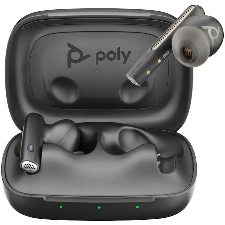 Casti HP Poly Voyager Free 60+ UC Negru Carbon+Adaptor USB-C BT700+Carcasa de incarcare cu ecran tactil
