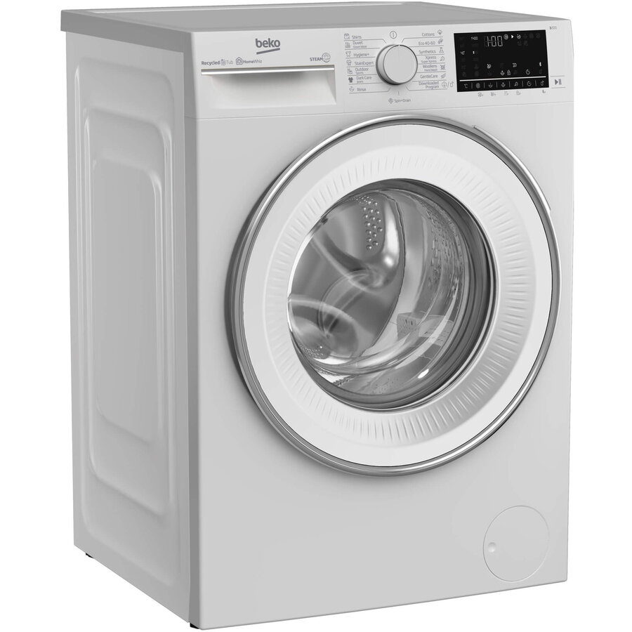 Masina de spalat rufe Beko, 9kg, Clasa A, 1400 rpm, 60 cm, Motor ProSmartInverter, Energy Spin, Recycled Tub, Steam Cure, Display, Alb