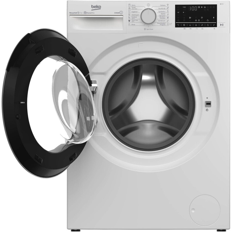 Masina de spalat rufe Beko, 9kg, Clasa A, 1400 rpm, 60 cm, Motor ProSmartInverter, Energy Spin, Recycled Tub, Steam Cure, Display, Alb