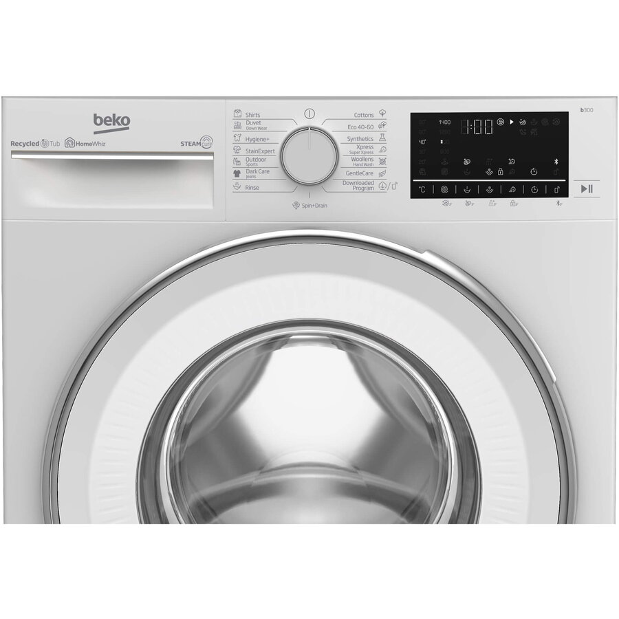 Masina de spalat rufe Beko, 9kg, Clasa A, 1400 rpm, 60 cm, Motor ProSmartInverter, Energy Spin, Recycled Tub, Steam Cure, Display, Alb