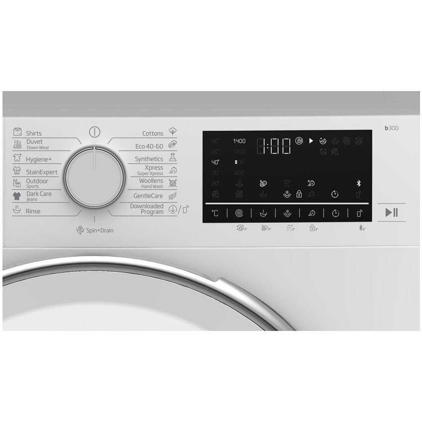 Masina de spalat rufe Beko, 9kg, Clasa A, 1400 rpm, 60 cm, Motor ProSmartInverter, Energy Spin, Recycled Tub, Steam Cure, Display, Alb