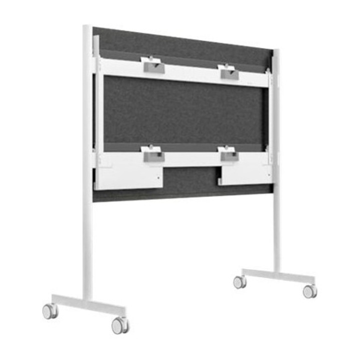 Carucior pentru tabla interactiva Steelcase Roam Collection, dimensiune ecran: 85", pentru Microsoft Surface Hub 2S 85", Alb arctic-Gri Microsoft