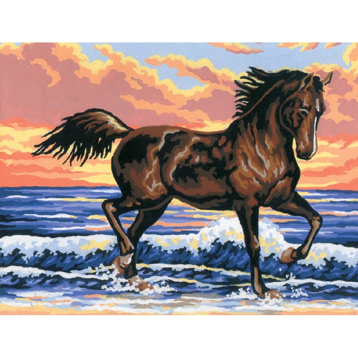 Set goblen imprimat cu imagine si set ate Collection D`Art "Cal" 30x22 cm