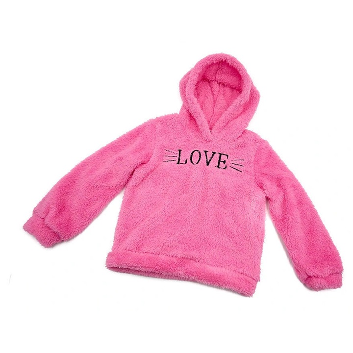 Суичър за момичета, DIAMOND, принт love, полиестер, розов