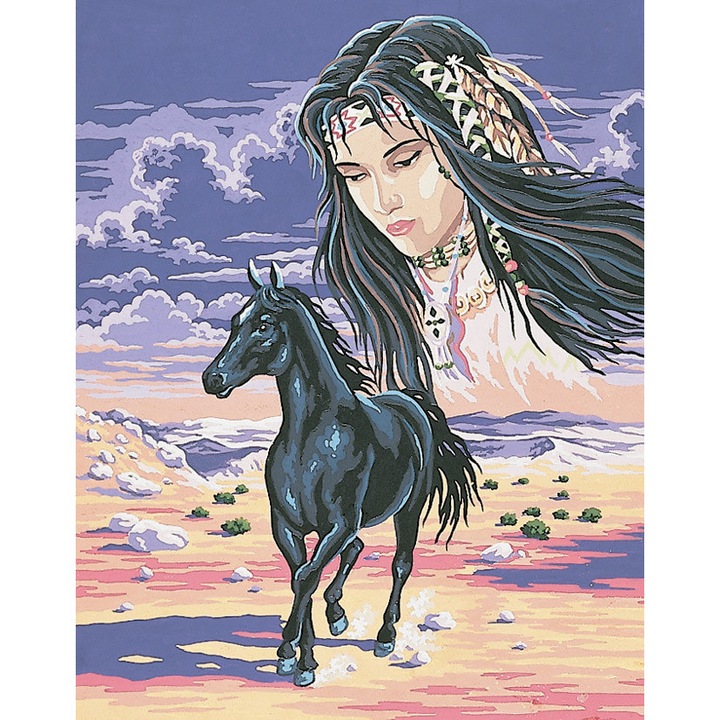 Goblen imprimat pe panza fara ate Collection D`Art "Spirit indian" 50x40 cm