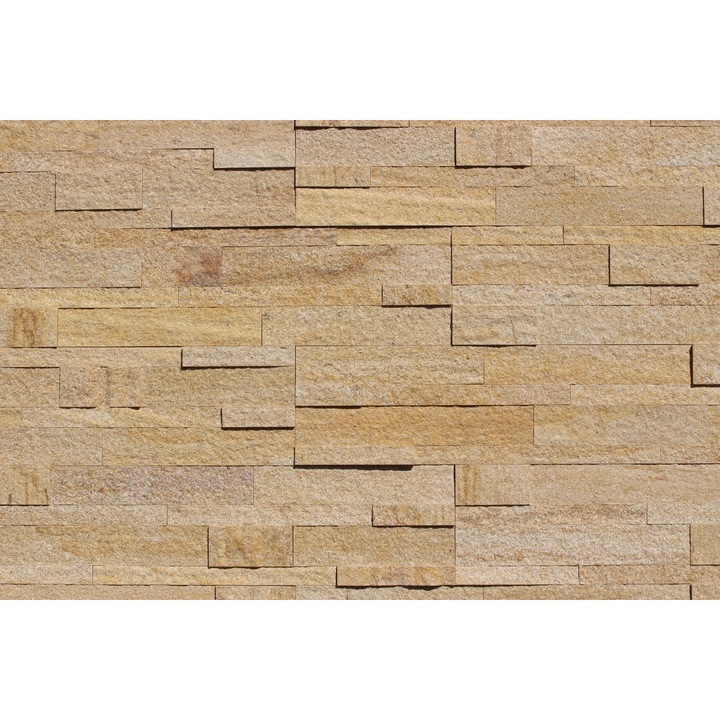 Placi decorative, ALFIstick, obloane 3D auto-adezive, piatra naturala, aurie, 0,9m²/set