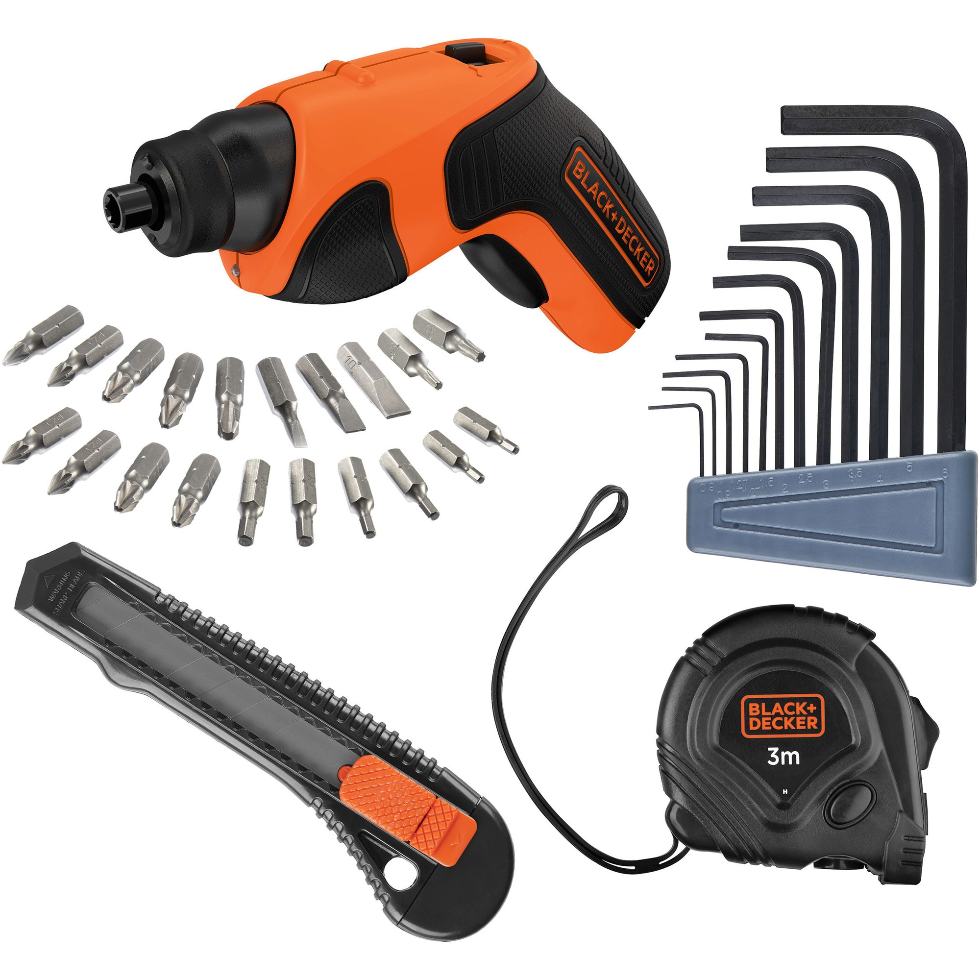 Surubelnita electrica pe acumulator Black & Decker CS3651LCA35, 3.6 V, acumulator Li-Ion 1.5 Ah, cuplu 5 Nm, turatie maxima 180 RPM, iluminare LED, 34 de accesorii incluse
